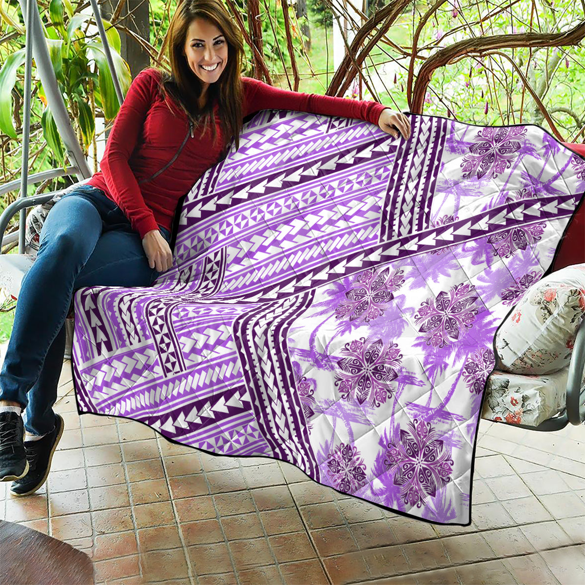 Hawaii Quilt Quilt Kakau Polynesian Pattern Lilac Version LT01 - Polynesian Pride
