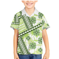 Hawaii Quilt Family Matching Mermaid Dress and Hawaiian Shirt Kakau Polynesian Pattern Olive Green Version LT01 Son's Shirt Green - Polynesian Pride