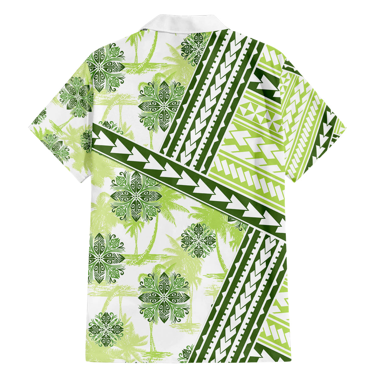 Hawaii Quilt Family Matching Off Shoulder Short Dress and Hawaiian Shirt Kakau Polynesian Pattern Olive Green Version LT01 - Polynesian Pride