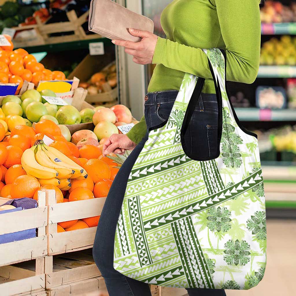 Hawaii Quilt Grocery Bag Kakau Polynesian Pattern Olive Green Version