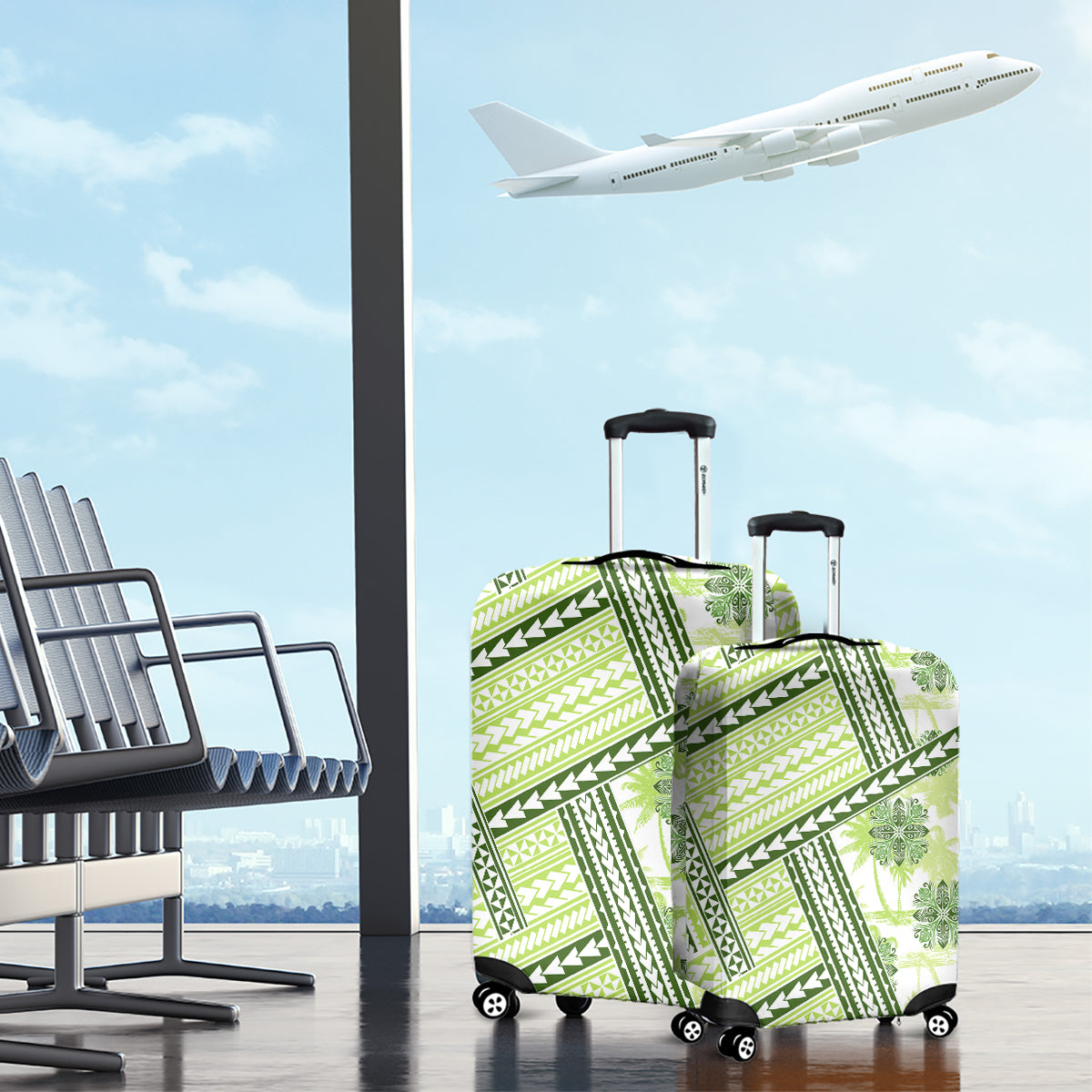 Hawaii Quilt Luggage Cover Kakau Polynesian Pattern Olive Green Version LT01 - Polynesian Pride