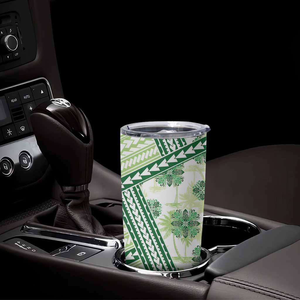 Hawaii Quilt Tumbler Cup Kakau Polynesian Pattern Olive Green Version