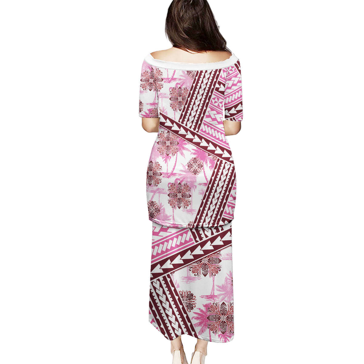 Hawaii Quilt Puletasi Kakau Polynesian Pattern Mauve Pink Version LT01 - Polynesian Pride
