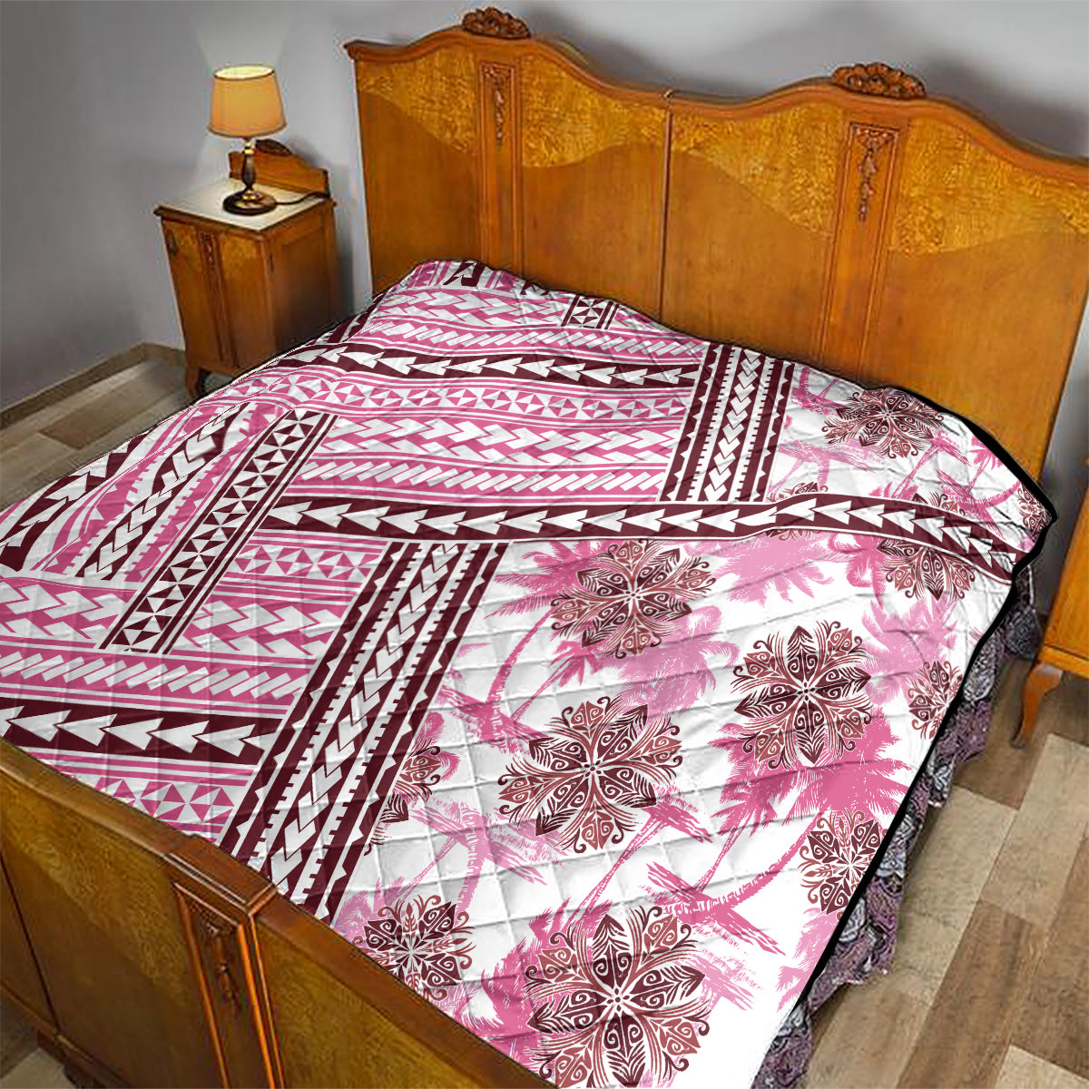 Hawaii Quilt Quilt Kakau Polynesian Pattern Mauve Pink Version LT01 - Polynesian Pride