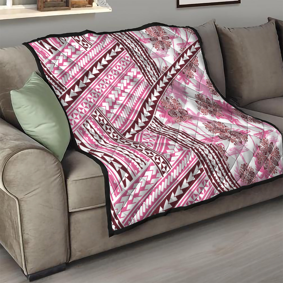 Hawaii Quilt Quilt Kakau Polynesian Pattern Mauve Pink Version LT01 - Polynesian Pride