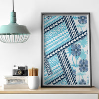 Hawaii Quilt Canvas Wall Art Kakau Polynesian Pattern Sky Blue Version LT01 - Polynesian Pride