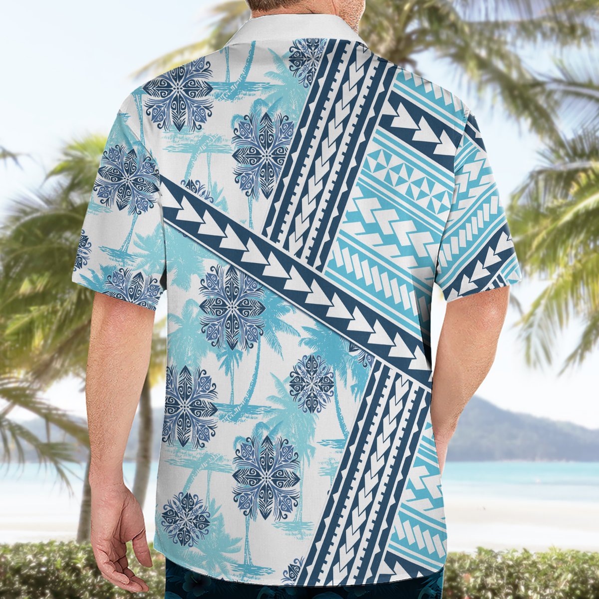 Hawaii Quilt Hawaiian Shirt Kakau Polynesian Pattern Sky Blue Version LT01 - Polynesian Pride