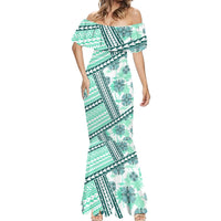 Hawaii Quilt Mermaid Dress Kakau Polynesian Pattern Teal Version LT01 - Polynesian Pride