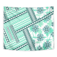 Hawaii Quilt Tapestry Kakau Polynesian Pattern Teal Version LT01 - Polynesian Pride