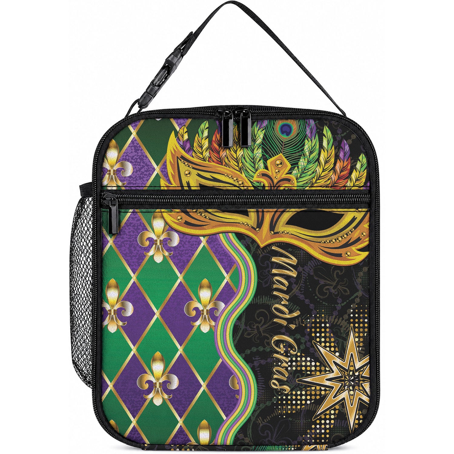 Mardi Gras Lunch Bag Gold Mask Unique Style LT01 10.2 × 8.3 × 4.3 inch Colorful - Polynesian Pride
