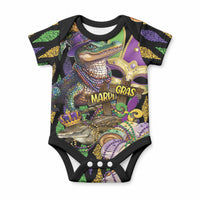 Mardi Gras Alligator Baby Onesie Fleur De Lis Glitter Style LT01 Colorful - Polynesian Pride