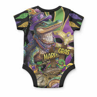 Mardi Gras Alligator Baby Onesie Fleur De Lis Glitter Style LT01 - Polynesian Pride
