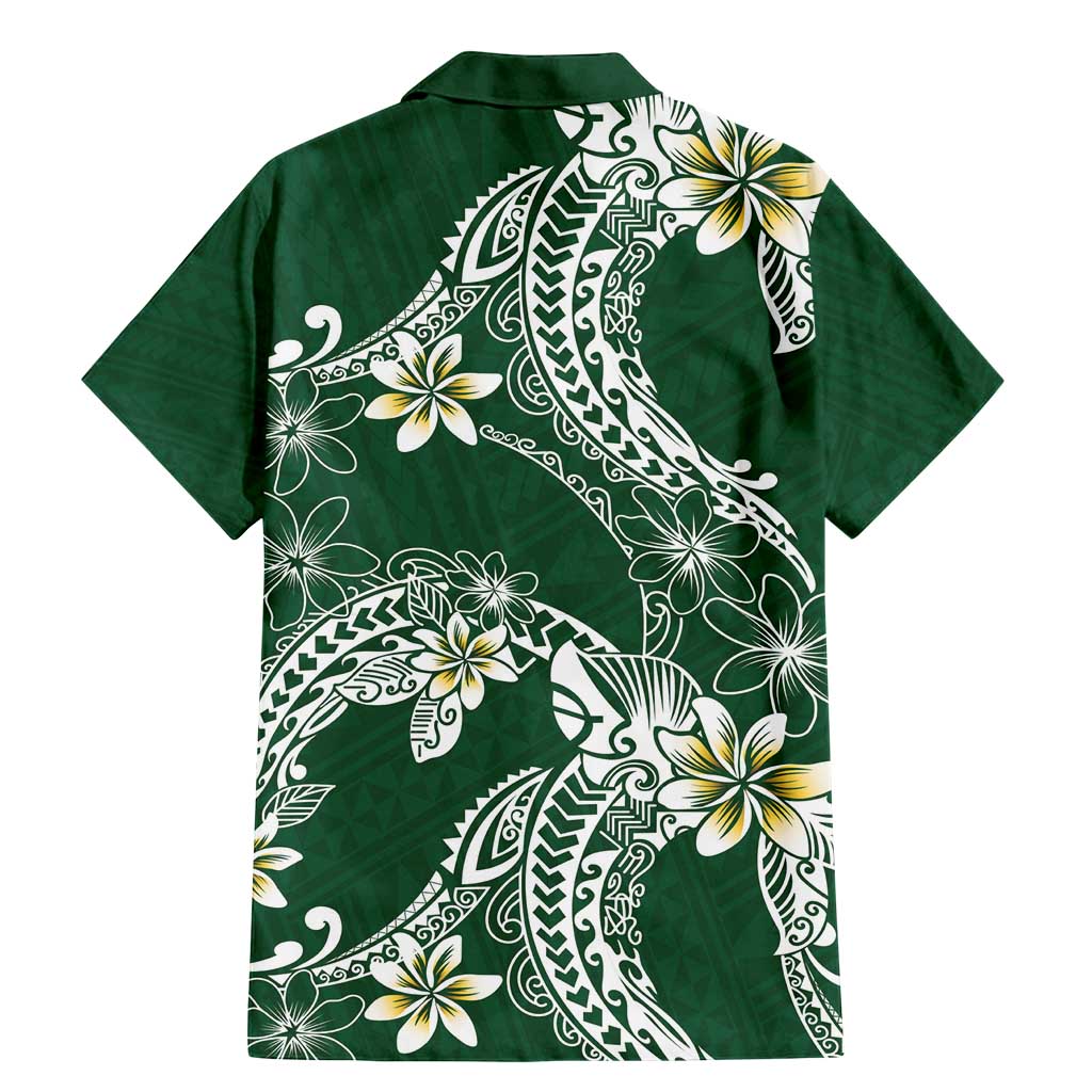 Polynesian Hawaiian Plumeria Tribal Pattern Family Matching Mermaid Dress and Hawaiian Shirt Green Version LT01 - Polynesian Pride