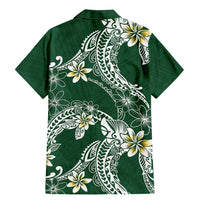 Polynesian Hawaiian Plumeria Tribal Pattern Family Matching Mermaid Dress and Hawaiian Shirt Green Version LT01 - Polynesian Pride