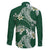 Polynesian Hawaiian Plumeria Tribal Pattern Family Matching Off Shoulder Short Dress and Hawaiian Shirt Green Version