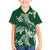 Polynesian Hawaiian Plumeria Tribal Pattern Family Matching Short Sleeve Bodycon Dress and Hawaiian Shirt Green Version