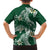 Polynesian Hawaiian Plumeria Tribal Pattern Family Matching Summer Maxi Dress and Hawaiian Shirt Green Version