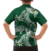 Polynesian Hawaiian Plumeria Tribal Pattern Kid Hawaiian Shirt Green Version LT01 - Polynesian Pride