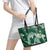 Polynesian Hawaiian Plumeria Tribal Pattern Leather Tote Bag Green Version