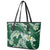 Polynesian Hawaiian Plumeria Tribal Pattern Leather Tote Bag Green Version