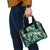 Polynesian Hawaiian Plumeria Tribal Pattern Shoulder Handbag Green Version