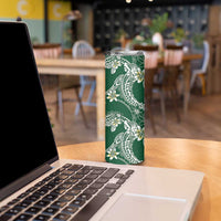 Polynesian Hawaiian Plumeria Tribal Pattern Skinny Tumbler Green Version