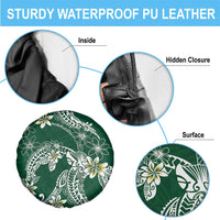 Polynesian Hawaiian Plumeria Tribal Pattern Spare Tire Cover Green Version