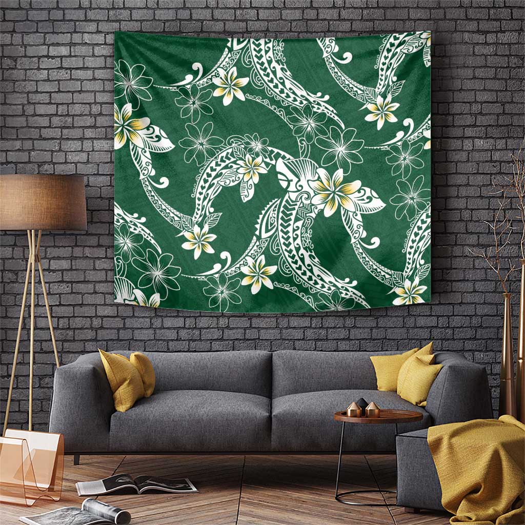 Polynesian Hawaiian Plumeria Tribal Pattern Tapestry Green Version LT01 Green - Polynesian Pride