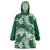 Polynesian Hawaiian Plumeria Tribal Pattern Wearable Blanket Hoodie Green Version