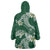 Polynesian Hawaiian Plumeria Tribal Pattern Wearable Blanket Hoodie Green Version