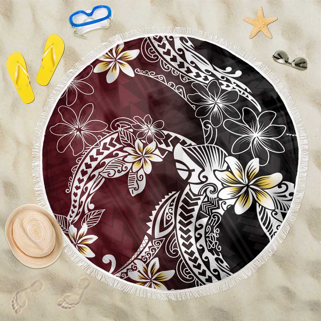 Polynesian Hawaiian Plumeria Tribal Pattern Beach Blanket Special Wine Red Version LT01 One Size 150cm Red - Polynesian Pride