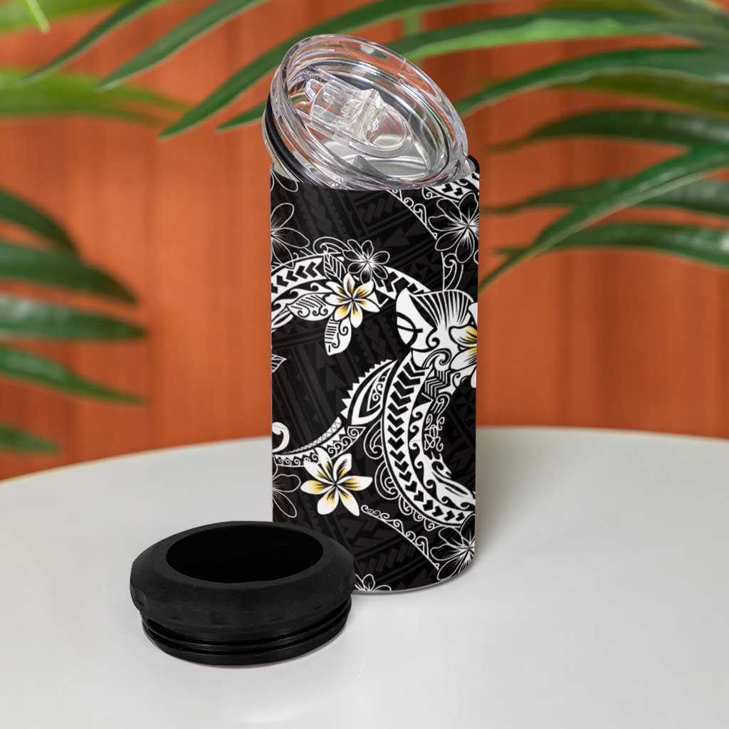 Polynesian Hawaiian Plumeria Tribal Pattern 4 in 1 Can Cooler Tumbler Special Wine Red Version