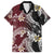 Polynesian Hawaiian Plumeria Tribal Pattern Family Matching Long Sleeve Bodycon Dress and Hawaiian Shirt Special Wine Red Version