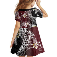 Polynesian Hawaiian Plumeria Tribal Pattern Family Matching Off Shoulder Maxi Dress and Hawaiian Shirt Special Wine Red Version