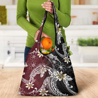 Polynesian Hawaiian Plumeria Tribal Pattern Grocery Bag Special Wine Red Version