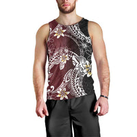 Polynesian Hawaiian Plumeria Tribal Pattern Men Tank Top Special Wine Red Version