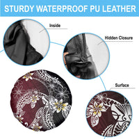 Polynesian Hawaiian Plumeria Tribal Pattern Spare Tire Cover Special Wine Red Version