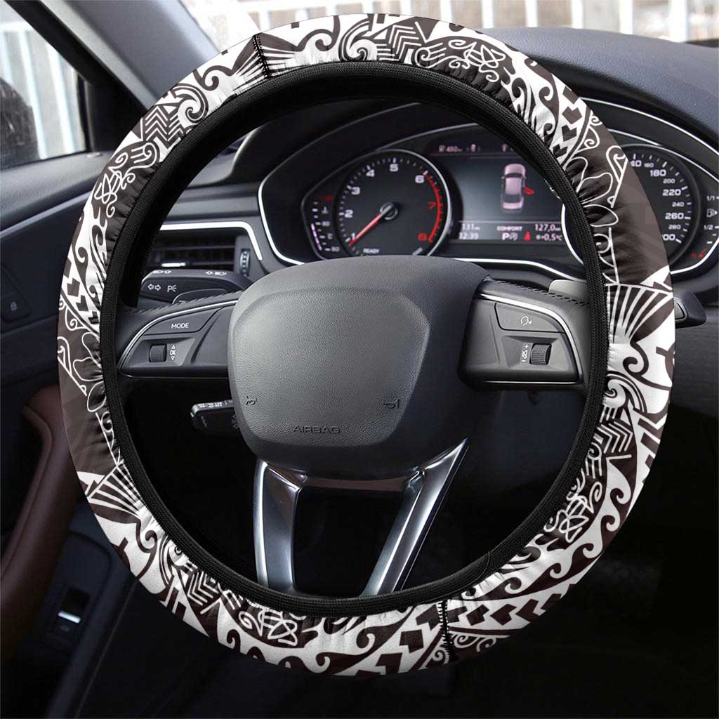 Polynesian Hawaiian Plumeria Tribal Pattern Steering Wheel Cover Special Wine Red Version
