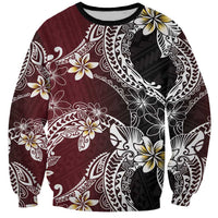 Polynesian Hawaiian Plumeria Tribal Pattern Sweatshirt Special Wine Red Version