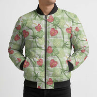 Anthurium Pikake Ti Leaf Palaka Bomber Puffer Jacket Green Version