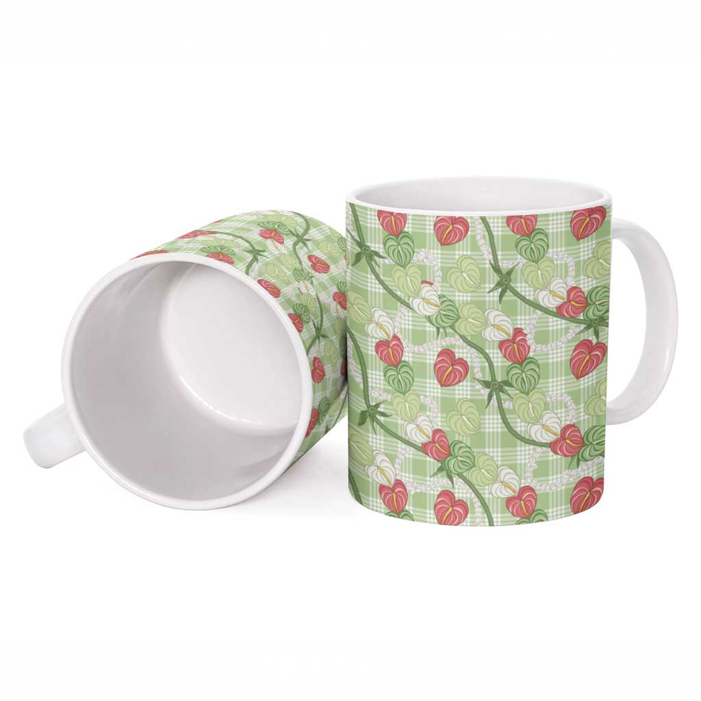 Anthurium Pikake Ti Leaf Palaka Ceramic Mug Green Version