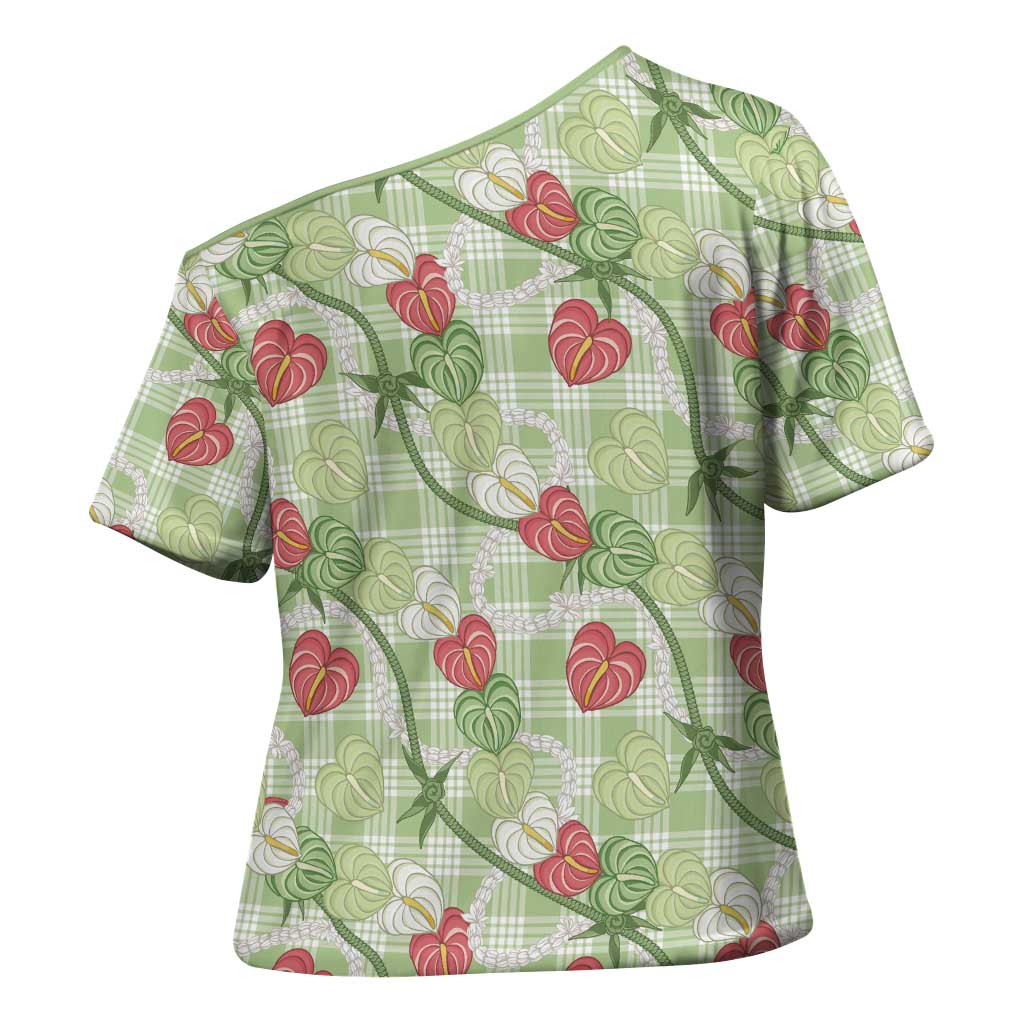 Anthurium Pikake Ti Leaf Palaka Cross Shoulder Shirt Green Version