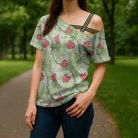 Anthurium Pikake Ti Leaf Palaka Cross Shoulder Shirt Green Version