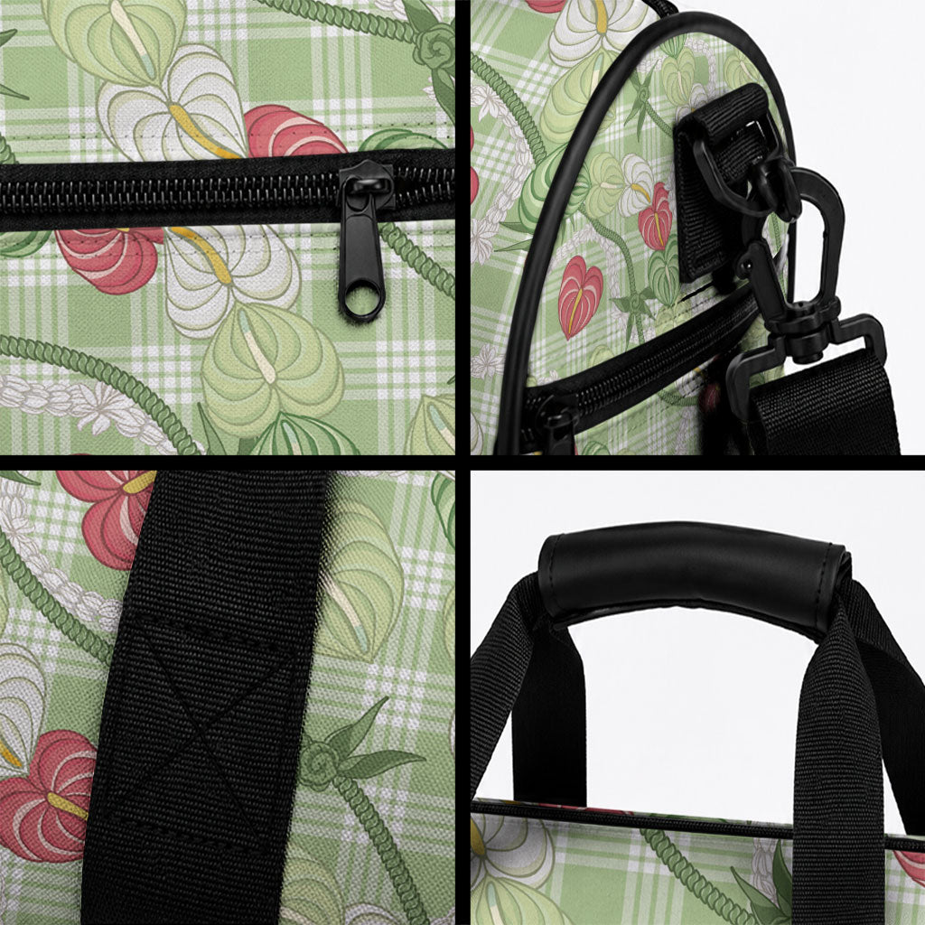 Anthurium Pikake Ti Leaf Palaka Duffle Bag Green Version LT01 - Polynesian Pride