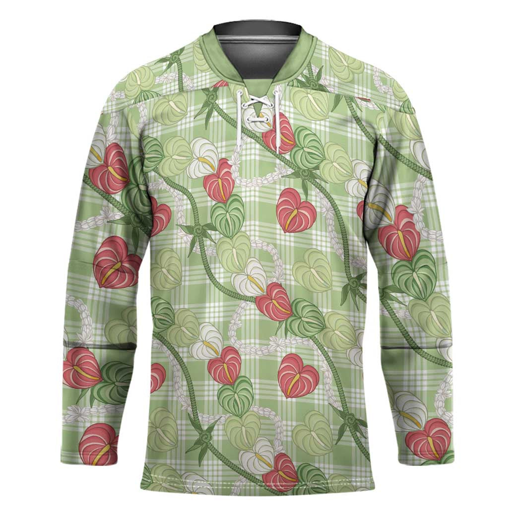 Anthurium Pikake Ti Leaf Palaka Hockey Jersey Green Version