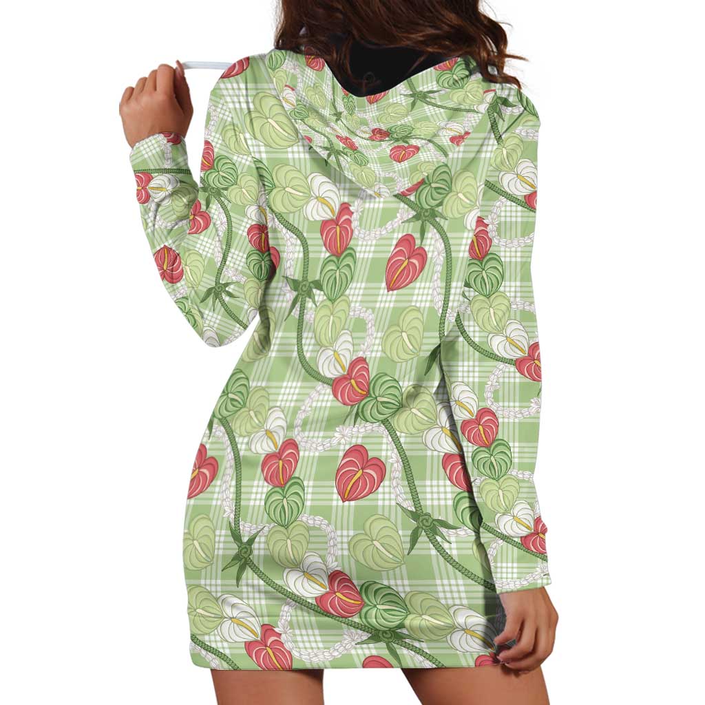 Anthurium Pikake Ti Leaf Palaka Hoodie Dress Green Version