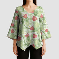 Anthurium Pikake Ti Leaf Palaka Kimono Sleeve Blouse Green Version