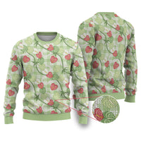 Anthurium Pikake Ti Leaf Palaka Ugly Christmas Sweater Green Version LT01 Green - Polynesian Pride
