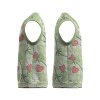 Anthurium Pikake Ti Leaf Palaka Christmas Knitted V-Neck Vest Green Version LT01 - Polynesian Pride