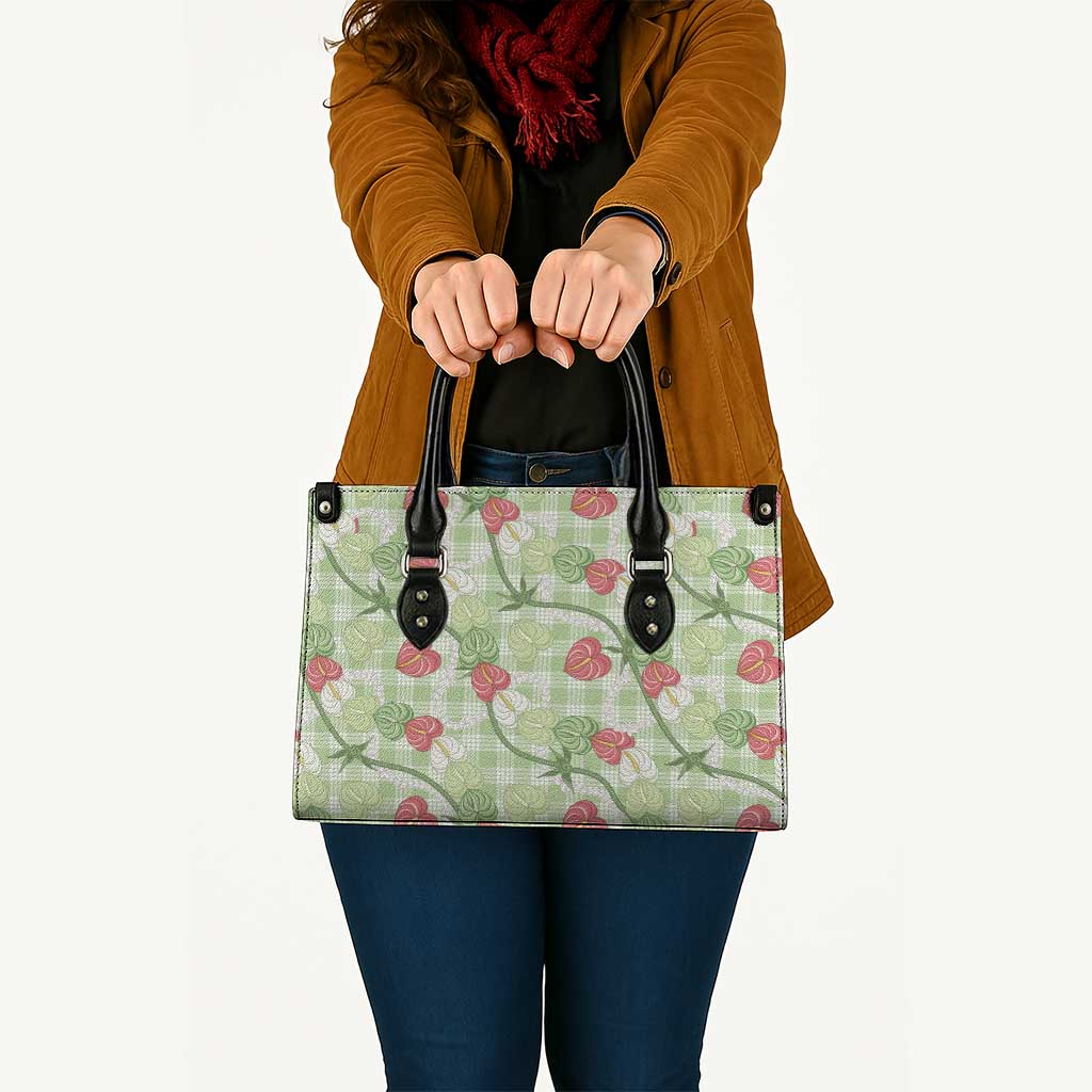Anthurium Pikake Ti Leaf Palaka Leather Bag Green Version